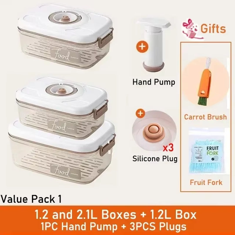 Vacuum Food Storage Box Fresh-Keeping Canister Sealed Storage Container Large Capacity Food Dispenser Kitchen Storage Box